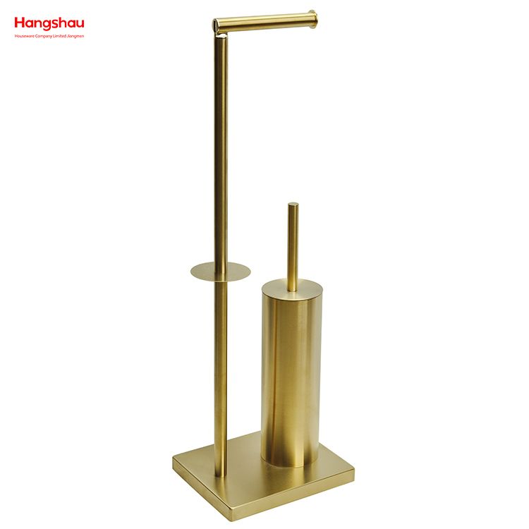 Aureate Brushed And Anti-fingerprint Lacquer Spraying Metal Toilet Brush Holder Lacquer Spraying Free Standing Stainless Steel Toilet Brush And Paper Holder Standing 