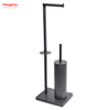 Graphite Lacquer Spraying Free Standing Stainless Steel Toilet Brush And Paper Holder Standing Grey Brushed And Anti-fingerprint Lacquer Spraying Metal Toilet Brush Holder 