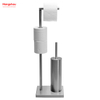 Brushed And Anti-fingerprint Lacquer Spraying Metal Toilet Brush Holder Lacquer Spraying Free Standing Stainless Steel Toilet Brush And Paper Holder Standing 