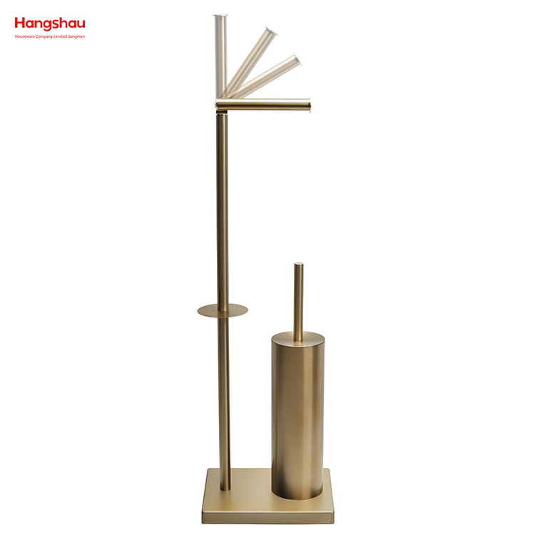 Aureate Bronze Brushed And Anti-fingerprint Lacquer Spraying Metal Toilet Brush Holder Lacquer Spraying Free Standing Stainless Steel Toilet Brush And Paper Holder Standing 