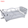 Countertop Dish Rack Cup Holder Alloy Dish Rack over Sink Organizer Metal Drying Dish Tray Rack Kitchen Double Deck Aluminum Stand Dish Rack 