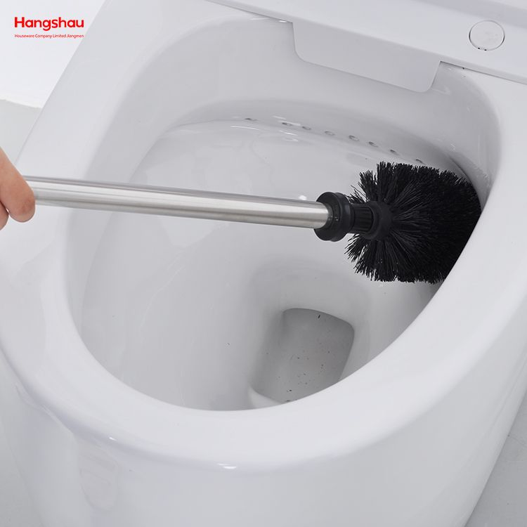 Economical Toilet Brush And Plunger Set Combo Stainless Steel Matte Bathroom Toilet Standing Metal Toilet Brush with Holder Plastic Brush Cleaning Set