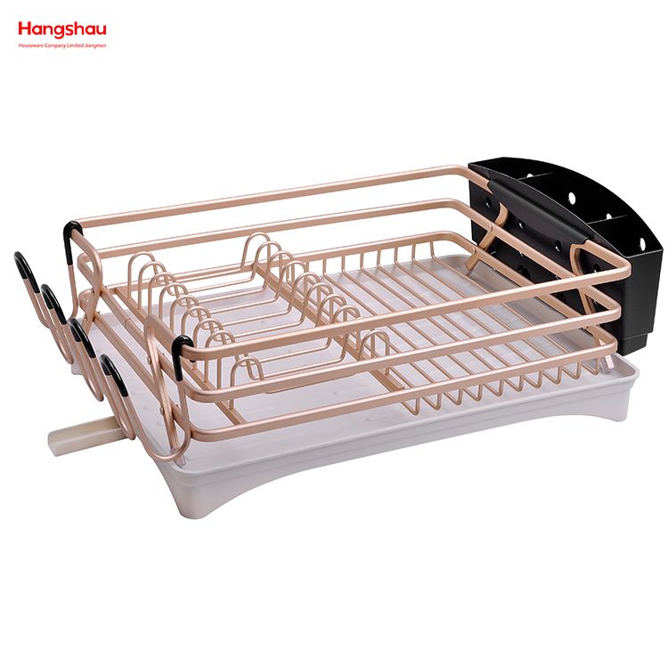  Aluminum Alloy Dish Rack over Sink Organizer Kitchen Stand Dish Rack Countertop Dish Rack Cup Holder Metal Drying Plastic Dish Tray Rack 