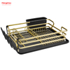 Black Golden Aluminum Alloy Dish Rack over Sink Organizer Metal Drying Plastic Dish Tray Rack Kitchen Stand Dish Rack Countertop Dish Rack Cup Holder 