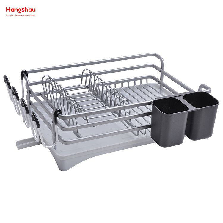Aluminum Alloy Dish Rack over Sink Organizer Metal Drying Plastic Dish Tray Rack Kitchen Stand Dish Rack Countertop Dish Rack Cup Holder 
