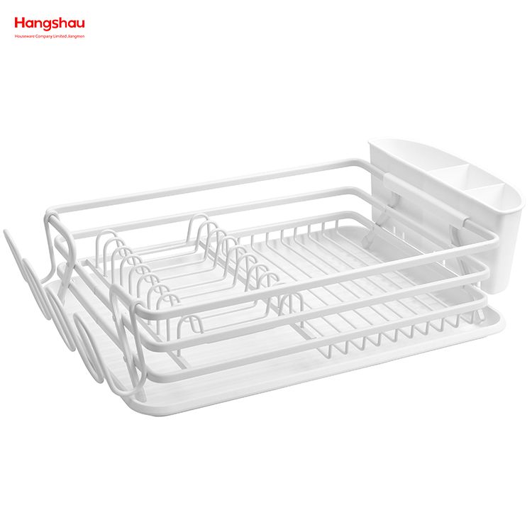 White Plastic Dish Tray Rack Kitchen Stand Dish Rack Countertop Dish Rack Cup Holder Aluminum Alloy Dish Rack over Sink Organizer Metal Drying 
