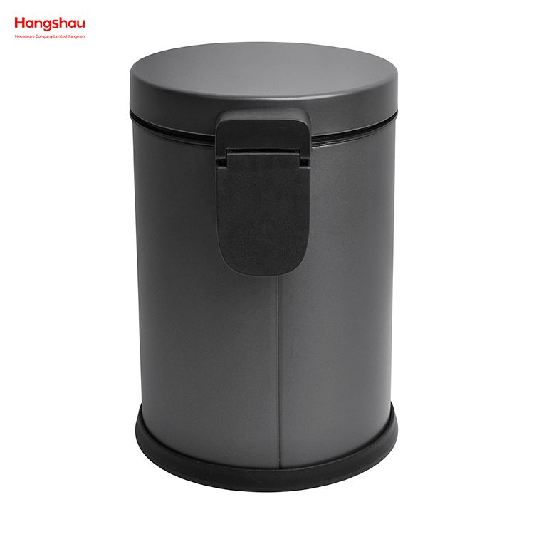 Brushed And Graphite Grey Lacquer Spraying Household Bathroom Stainless Steel 3L Pedal Trash Bin With Cover Closing Slowly And Mutely Round Trash Bin Waste Bin Dustbin
