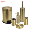 Brushed And Golden Lacquer Spraying Luxury Family Soap Dispenser Toothbrush Holder Tumbler Soap Dish Toiletbrush Holder Ceramic Bathroom Accessories Luxury Set