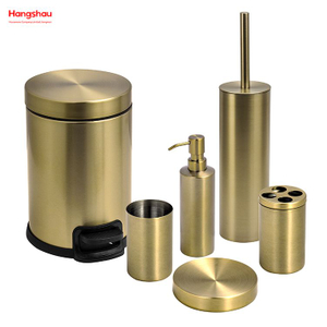 Brushed And Golden Lacquer Spraying Luxury Family Soap Dispenser Toothbrush Holder Tumbler Soap Dish Toiletbrush Holder Ceramic Bathroom Accessories Luxury Set