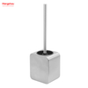Square Luxury Metal Standing Toilet Brush Shiny Varnished Stainless Steel Bathroom Toilet with Holder Plastic Brush Cleaning Set 