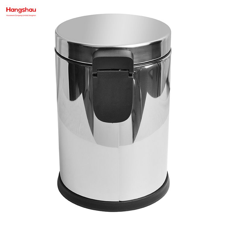 Mirror Polishing Household Bathroom Stainless Steel 3L Pedal Trash Bin With Cover Closing Slowly And Mutely Round Trash Bin Waste Bin Dustbin