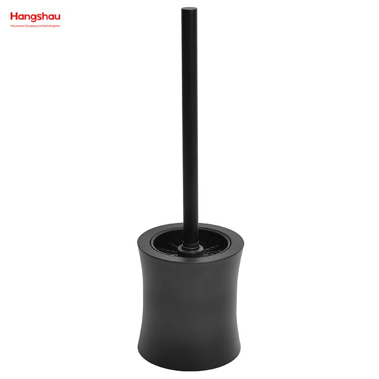 Bathroom Toilet Standing Metal Black Powder Coated Iron Toilet Brush with Holder Plastic Brush Cleaning Set