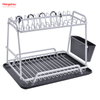 Dish Rack over Sink Organizer Double Deck Metal Drying Dish Tray Rack Stand Dish Rack Kitchen Utensils Storage Aluminum Alloy 