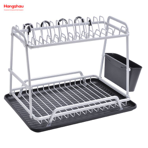 Dish Rack over Sink Organizer Double Deck Metal Drying Dish Tray Rack Stand Dish Rack Kitchen Utensils Storage Aluminum Alloy 