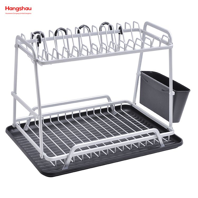 Dish Rack over Sink Organizer Double Deck Metal Drying Dish Tray Rack Stand Dish Rack Kitchen Utensils Storage Aluminum Alloy 