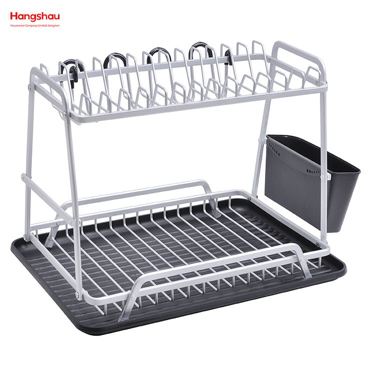 Dish Rack over Sink Organizer Double Deck Metal Drying Dish Tray Rack Stand Dish Rack Kitchen Utensils Storage Aluminum Alloy 