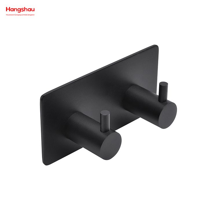 Two Hooks Stainless Steel Sticky Hook Adhesive Wall Hanging Hook with Dual Adhesive Tape Bathroom Metal Hooks for Wall