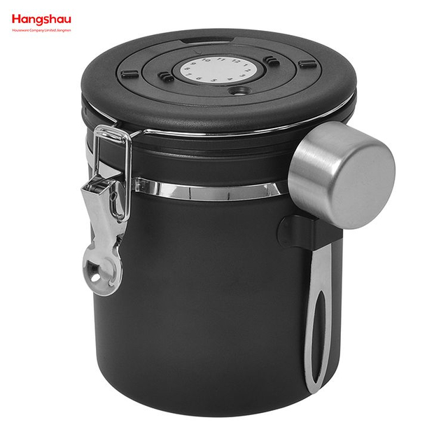 Coffee Canister With Valve & Date Tracker Coffee Grounds Beans Canister Stainless Steel Airtight Coffee Canister
