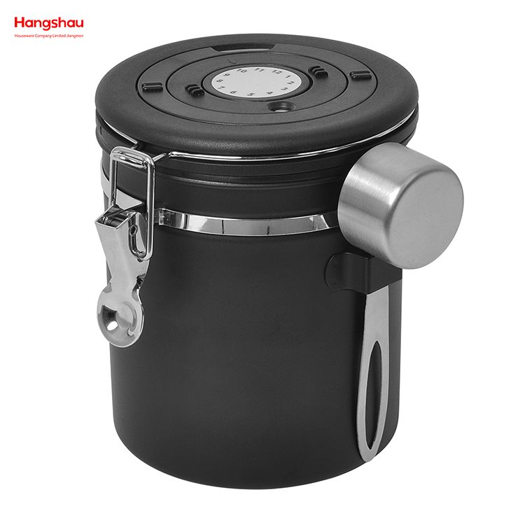 Coffee Canister With Valve & Date Tracker Coffee Grounds Beans Canister Stainless Steel Airtight Coffee Canister